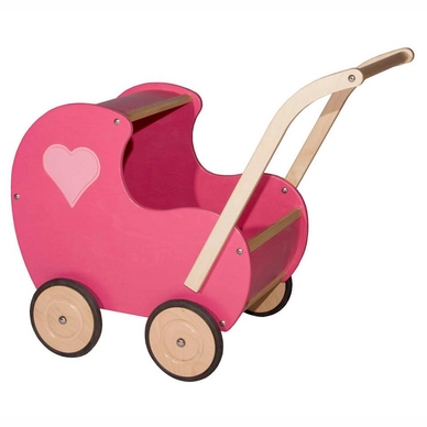 Poppenwagen Van Dijk Toys Hout Dicht Hart Roze