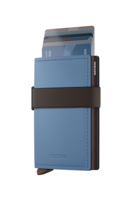 3---Matte Leather - Bandwallet - Steel Blue-Brown - Cards