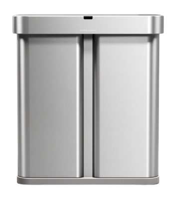 Prullenbak Simplehuman Rechthoekig Met Sensor Recycle Geborsteld Staal 34+24L