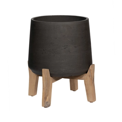 Bloempot Pottery Pots Rough Patt XXXL Feet Low Black washed 50,5 x 57,5 cm