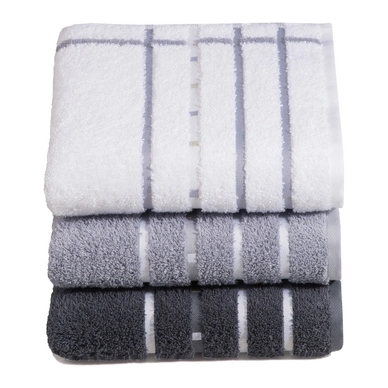 Handdoek Vossen Quadrati White Kiesel (50 x 100 cm)
