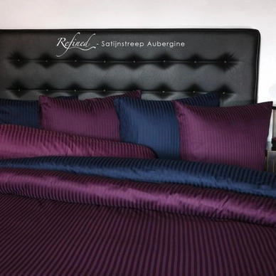 Dekbedovertrek Heckett & Lane Refined Uni Stripe Aubergine Satijn