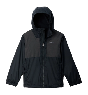 Regenjas Columbia Boys Rainy Trails II Fleece Lined Jacket Black Black Slub Regular Fit