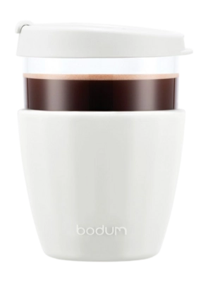 Reisbeker Bodum Joycup Glas Met Siliconen Hoes Wit 400 ml