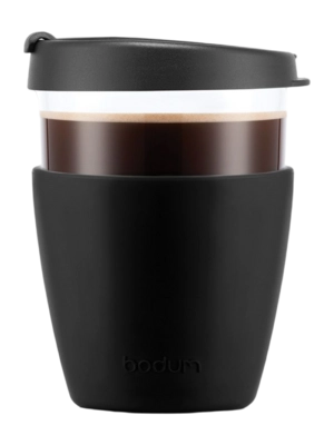 Reisbeker Bodum Joycup Glas Met Siliconen Hoes Zwart 400 ml