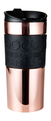 Reisbeker Bodum Travel Mug Dubbelwandig Met Siliconen Rand Koper / Zwart 350 ml