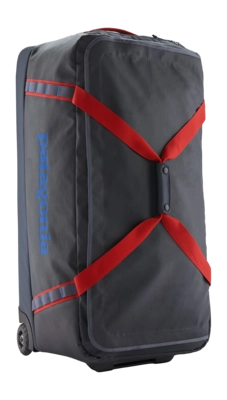 Reistas Patagonia Unisex Black Hole Wheeled Duffel 100L Smolder Blue w/Amanita Red