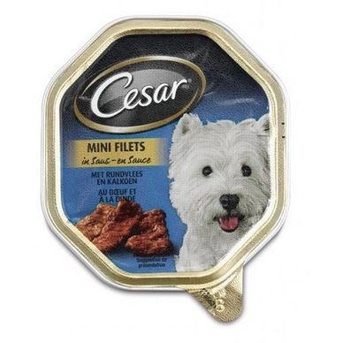 Blikvoer Cesar Mini Filits Rund & Kalkoen (12 stuks) 12 x 150 g