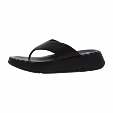 FitFlop Women F-Mode Leather Sole Flatform Toe-Post All Black