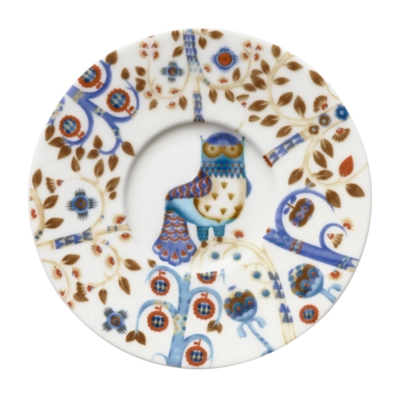 Piattino caffè Iittala Taika 11 cm, Sottotazza, Porcellana, Gufo, Bianco Multicolore