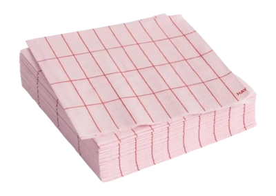Servet HAY Pattern Napkins Cocktail Light Pink And Red Grid (Set van 20)