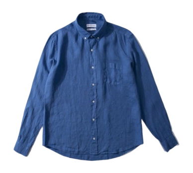 Shirt Edmmond Studios Men Linen Shirt Plain Blue