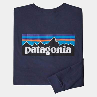 Shirt Patagonia Men L/S P6 Logo Responsibili Tee Classic Navy