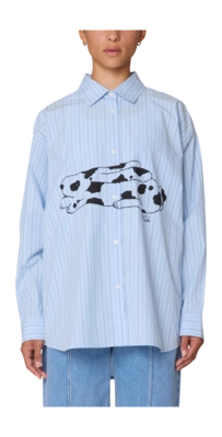 Shirt Obey Beverly Graphic LS Damen Light Blue Multi