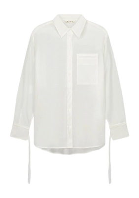 Shirt Olaf Hussein Semi-Sheer Tie Detail Damen Off-White