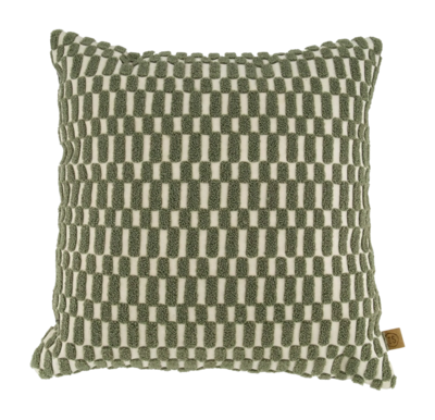 Sierkussen Zusss Corduroy/Velvet Grafisch Off White / Groen (45 x 45 cm)