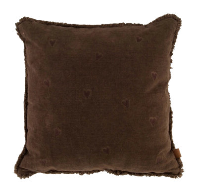 Sierkussen Zusss Velvet Hartjes Bruin (45 x 45 cm)