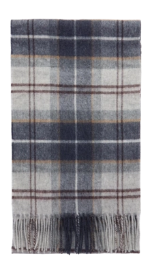 Sjaal Barbour Unisex Wool Cashmere Tartan Scarf Grey Midnight Tartan
