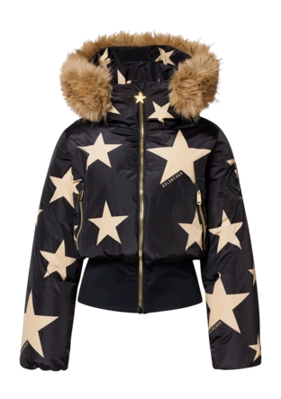 Ski Jas Goldbergh Women Shinnen Faux Border Black/Gold Loose fit