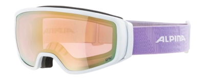 Skibril Alpina Unisex Double Jack Qv White/Lilac Matt Quattro Varioflex Mirror Gold