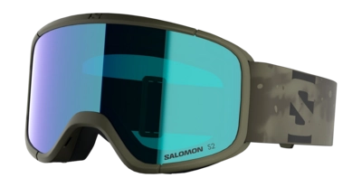 Skibril Salomon Unisex Aksium 2.0 S Olive Night / Mid Blue Cilindrische lens