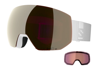 Skibril Salomon Unisex Radium Pro Sigma White / Black Gold / Light Blue (+ Extra Lens) Anti Fog