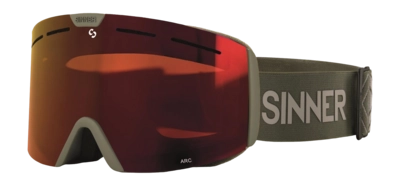 Skibril Sinner Unisex Arc Matte Moss Green Double Full Red Mirror Vent Sferische lens
