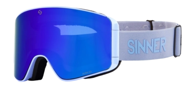Skibril Sinner Unisex Aura Matte Light Blue Double Full Blue Mirror Vent + Double Pink Lens Cilindrische lens