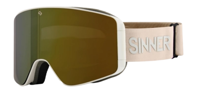 Skibril Sinner Unisex Aura Matte Light Grey Double Full Gold Mirror Vent + Double Pink Lens 25 Magnetisch lenswissel