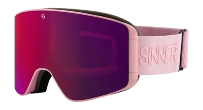 Skibril Sinner Unisex Aura Matte Light Pink Double Full Pink Mirror Vent + Double Pink Lens 25 Magnetisch snelwisselsysteem
