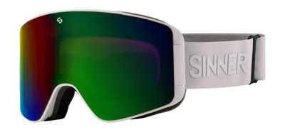 Skibril Sinner Unisex Aura Matte White Double Full Green Mirror Vent + Double Pink Lens 25