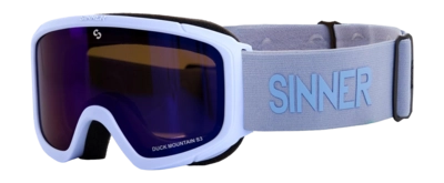Skibril Sinner Junior Duck Mountain Matte Light Blue Double Full Blue Mirror Cilindrische lens