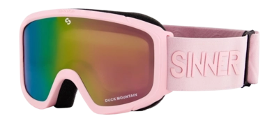 Skibril Sinner Junior Duck Mountain Matte Light Pink Double Full Pink Mirror Cilindrische lens