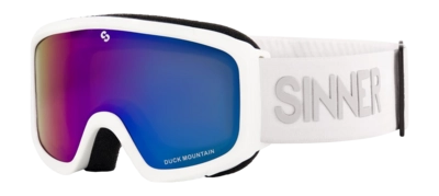 Skibril Sinner Junior Duck Mountain Matte White Double Full Green Mirror Cilindrische lens