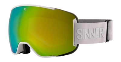 Skibril Sinner Unisex Snowflake Matte White Double Full Green Mirror Vent + Double Pink Toric 25