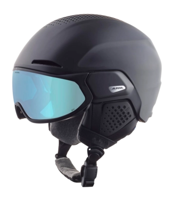 Skihelm Alpina Dames / Heren Oro QV Mips Black Matt/Ice-Blue QuattroVarioflex