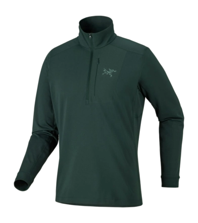 Skipully Arc'teryx Men Rho Lt Zip Neck Dark Jade Getailleerd