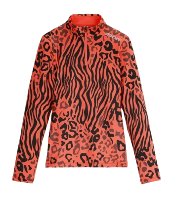 Skipully Spyder Women Vivid 1/2 Zip Animal Print Coral Haze Slim Fit