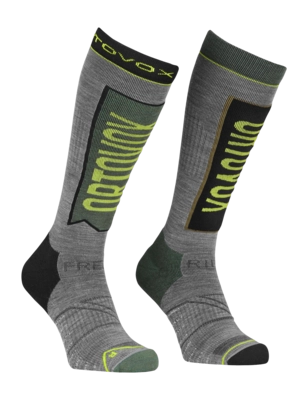 Skisokken Ortovox Herren Free Ride Long Socks Grey / Yellow / Black