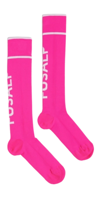 Skisokken Fusalp Unisex Sock Pop II Fluor Pink/Neige Reguliere pasvorm