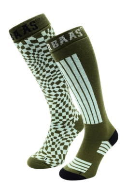 Skisokken Poederbaas Unisex Ski Socks Olive Green (2 pack) Anatomische pasvorm