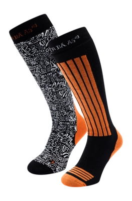 Skisokken Poederbaas Unisex Ski Socks Orange 2 pack Anatomische pasvorm