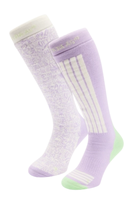 Skisokken Poederbaas Unisex Ski Socks White Multi (2 pack)