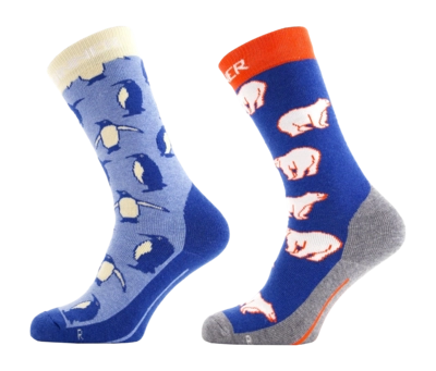 Skisokken Sinner Kids Snow Animal Light Blue Blue Double Pack