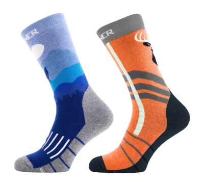 Skisokken Sinner Kids Wildlife Double Pack Orange Blue