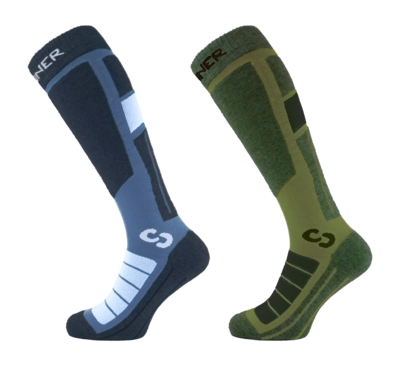 Skisokken Sinner Unisex Pro Socks II Navy Green Double Pack