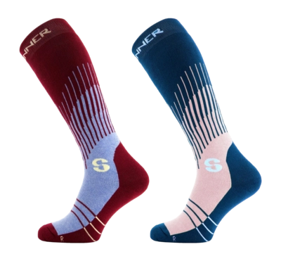 Skisokken Sinner Women Graphic Double Pack Burgundy Pink 2 paar