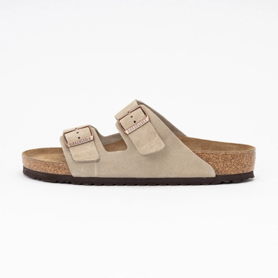 Tongs Birkenstock Homme Arizona Suede Leather Taupe