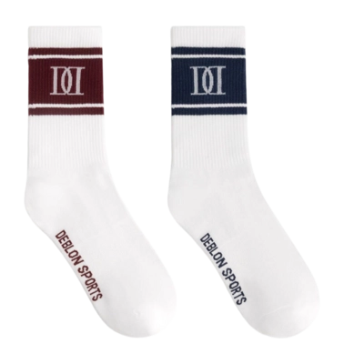 Socks Deblon Women Deblon Accent Off White Crimson Red Navy