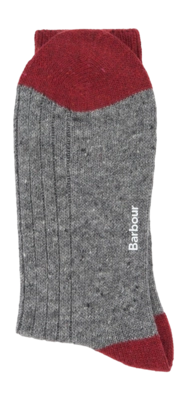 Sok Barbour Men Houghton Socks Mid Grey/Red